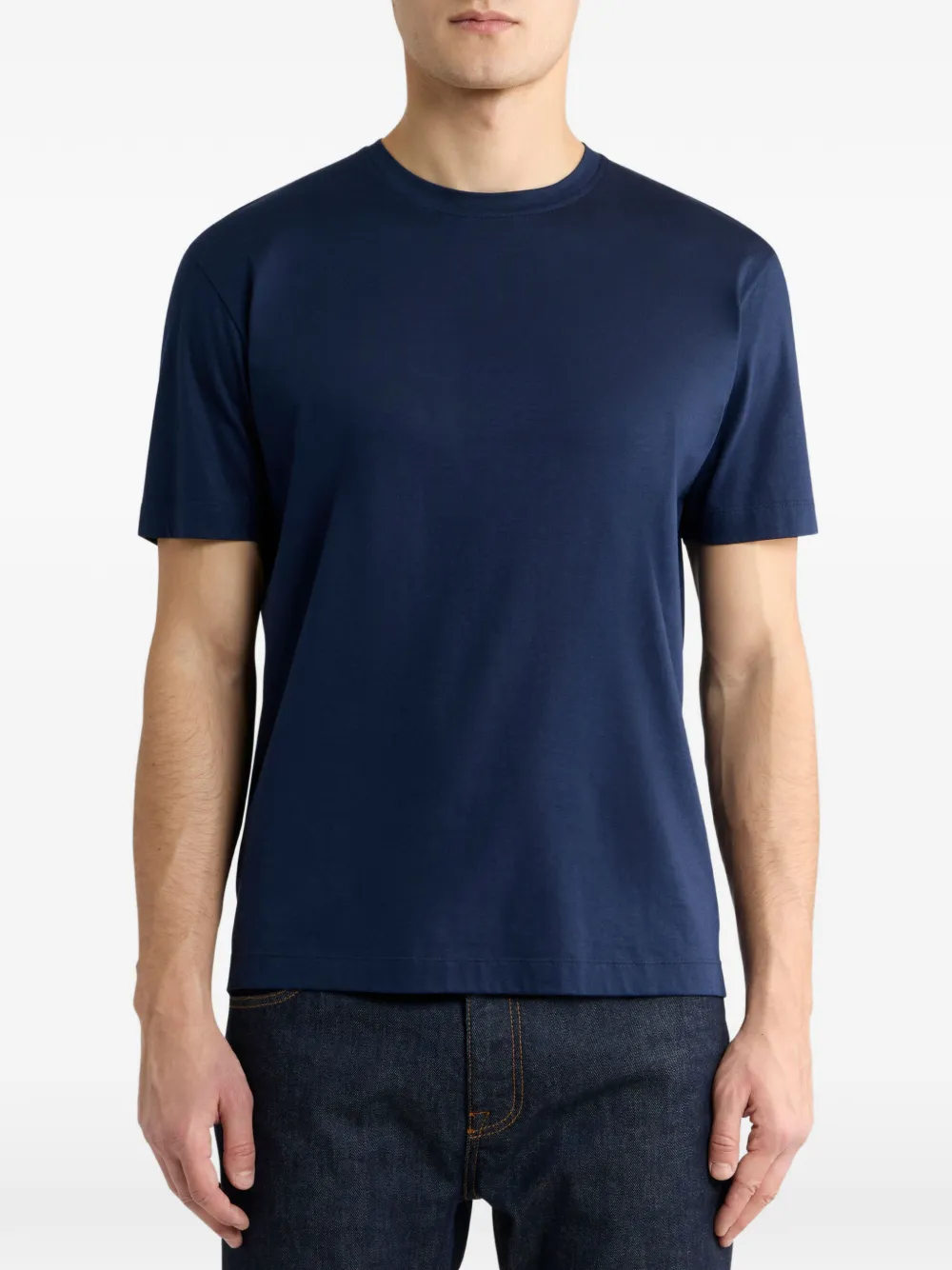 ETRO Effen katoenen en modaal T-shirt Blauw