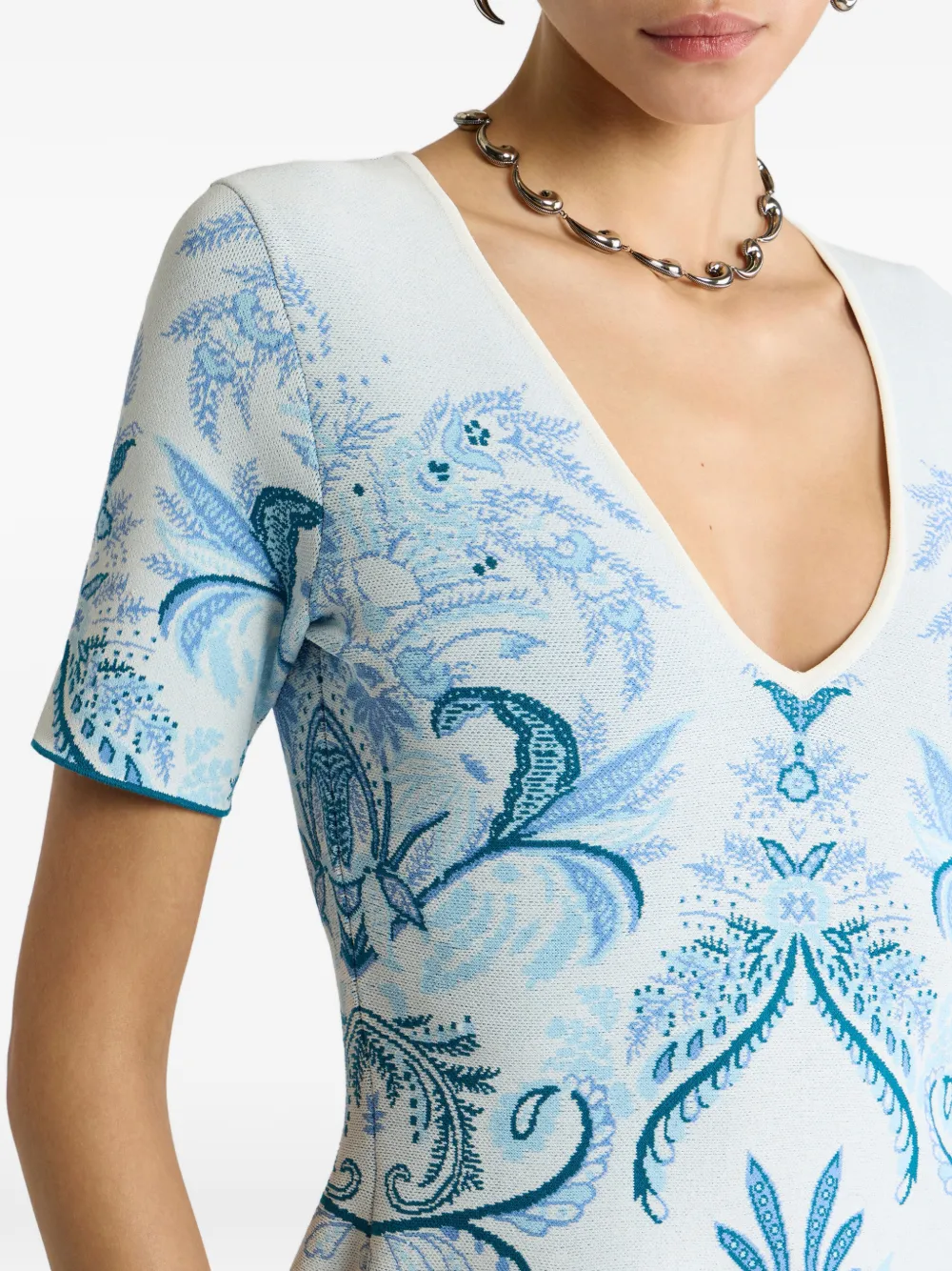 ETRO Jurk met paisley-jacquard Blauw