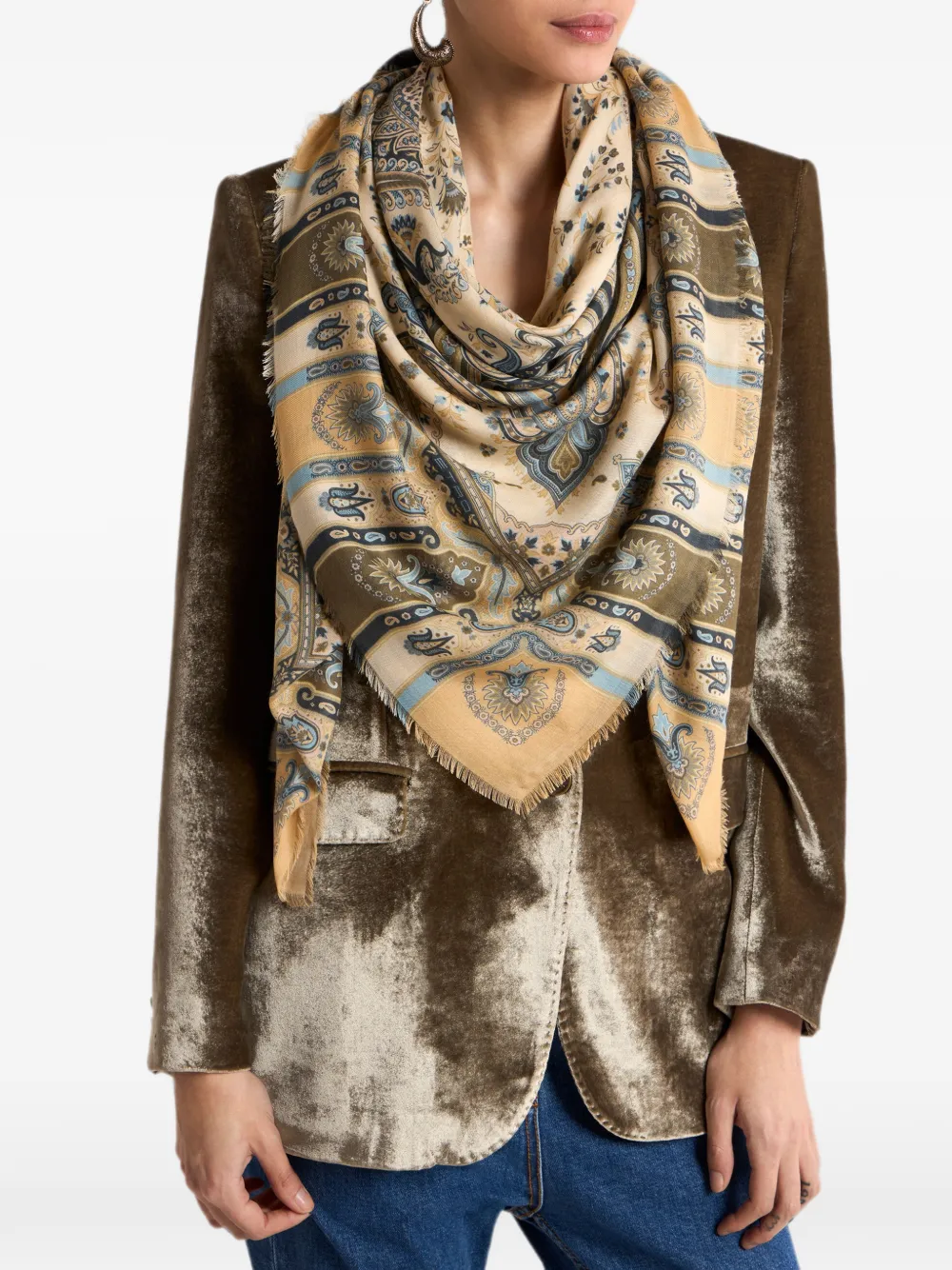 ETRO Sjaal met paisley-print Beige