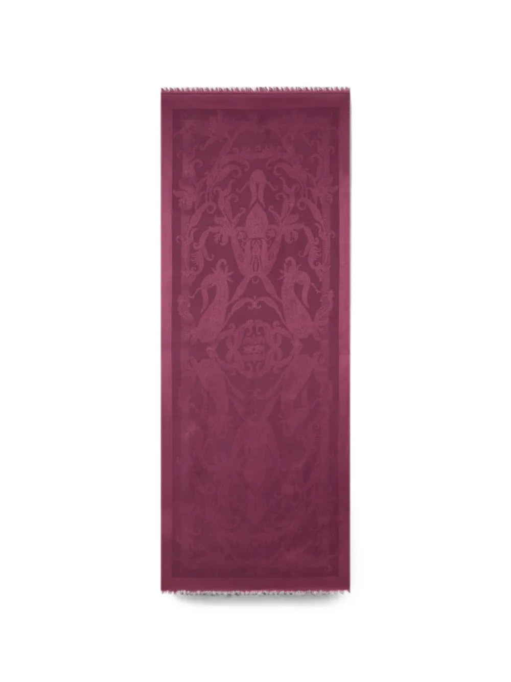 ETRO silk and wool jacquard scarf with leafy Paisley motif - Viola