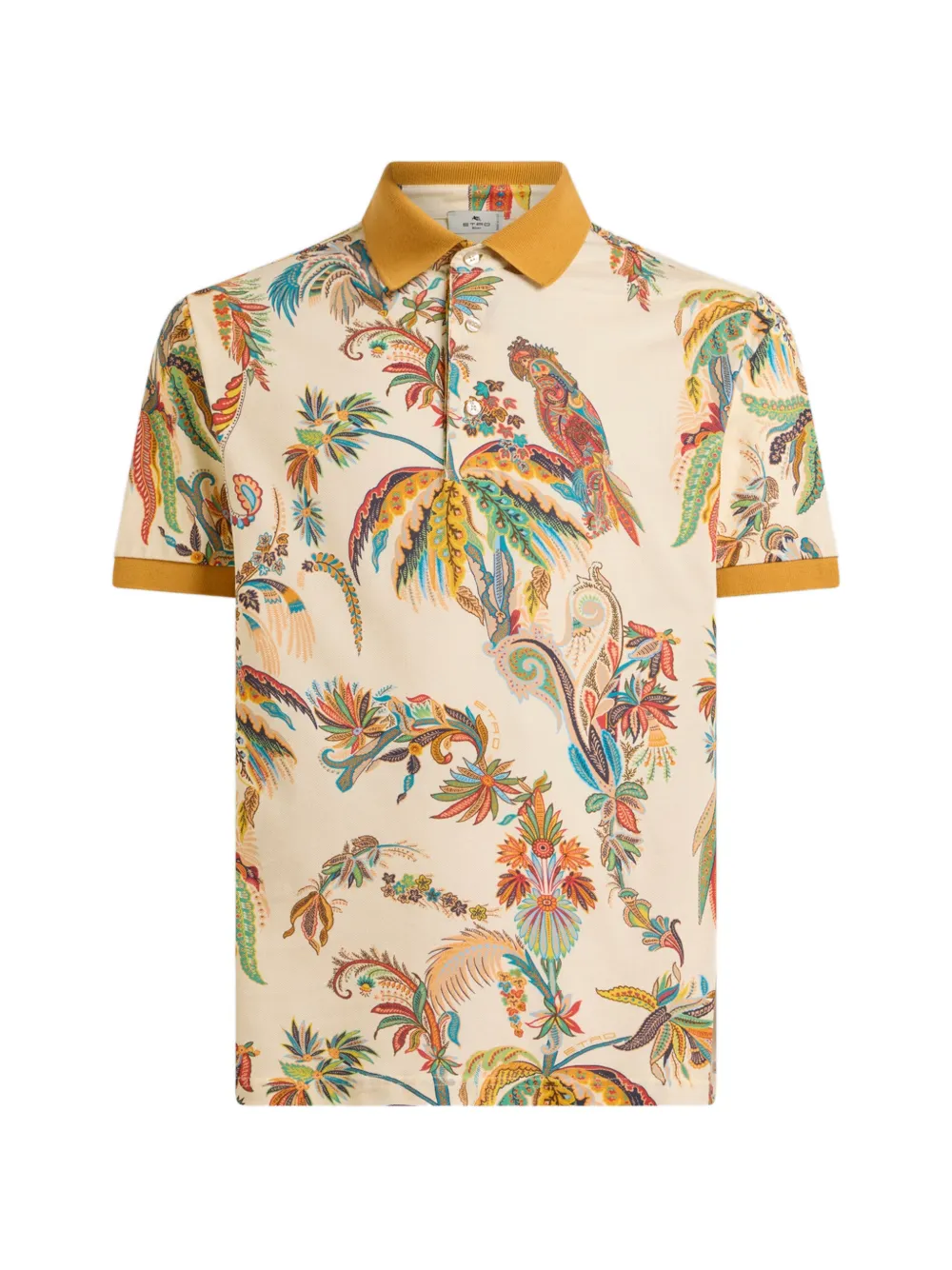 ETRO parrot and palm-tree motif polo shirt - Giallo
