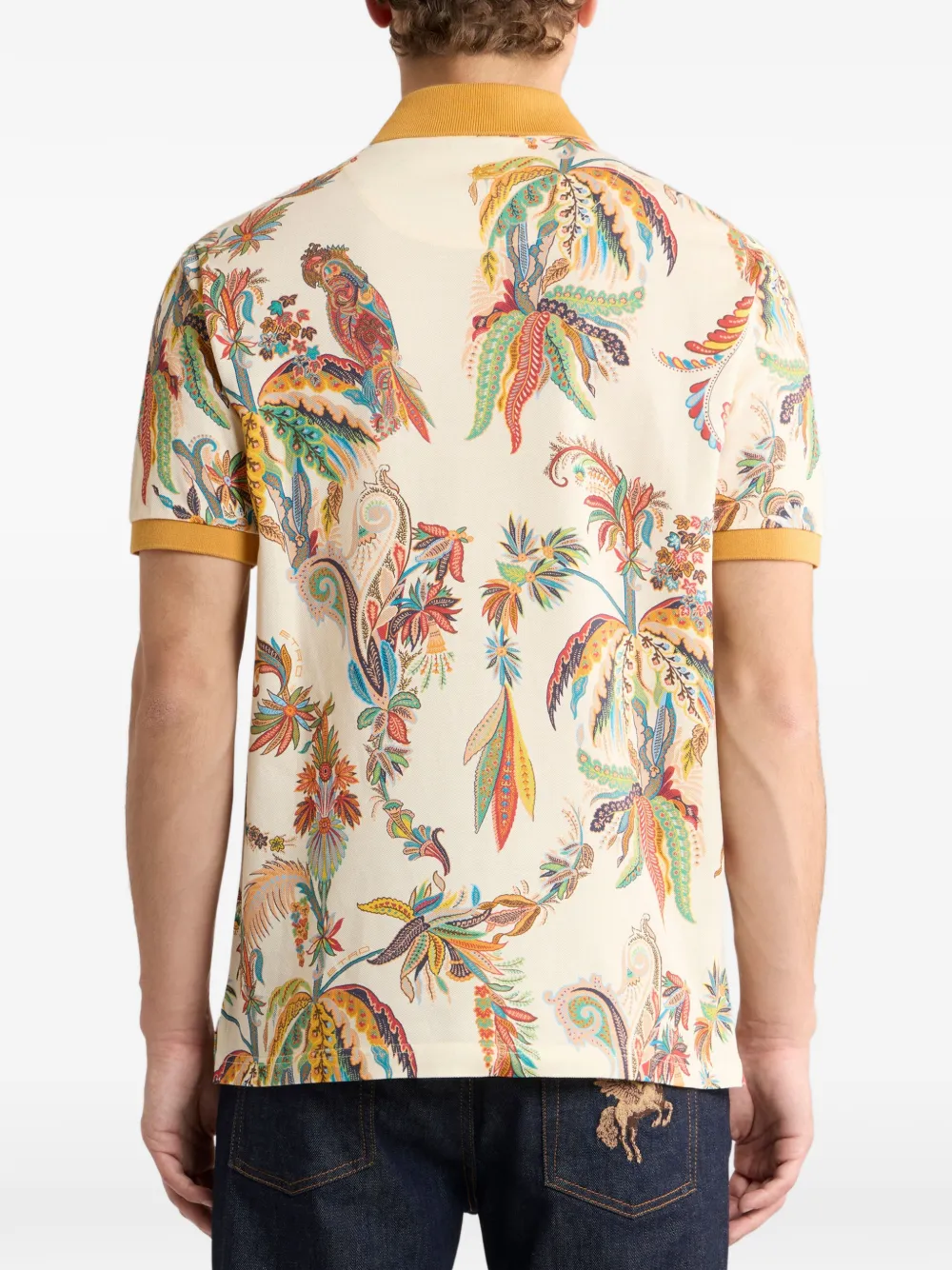ETRO Poloshirt met palmboomprint en papegaai Geel