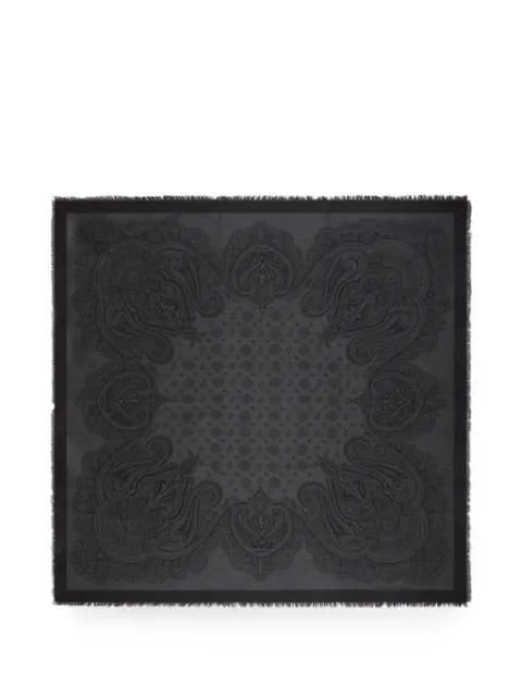 ETRO silk and wool jacquard shawl with tie motif and Paisleys