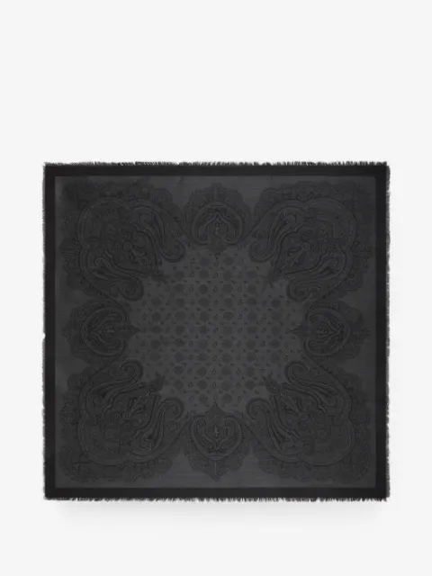 ETRO silk and wool jacquard shawl with tie motif and Paisleys