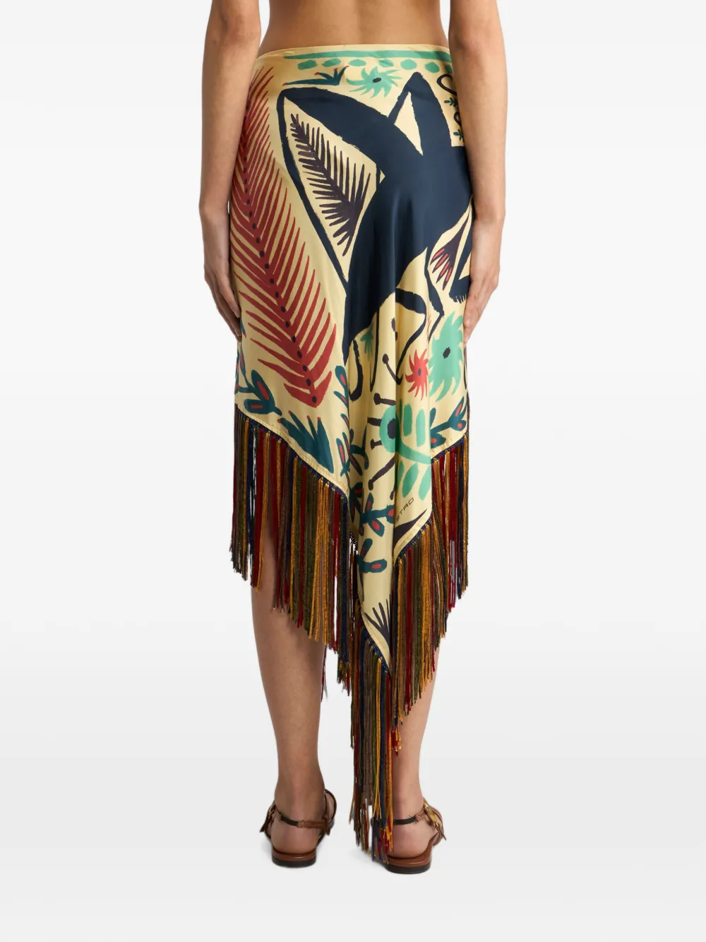 ETRO x Tabby Booth zijden tuniek met franje en print Beige
