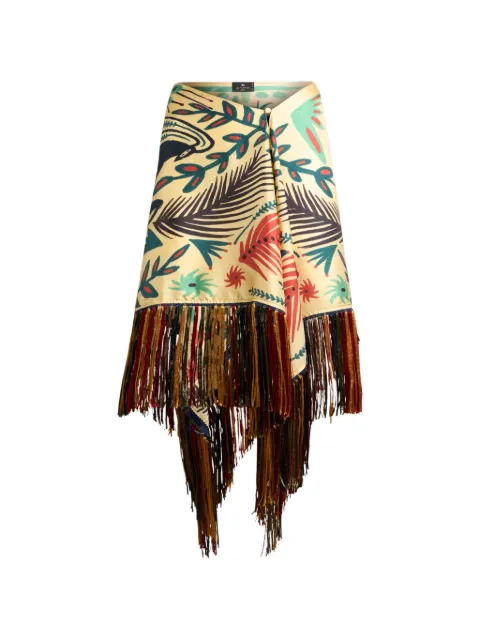 ETRO x Tabby Booth silk cover-up pareo with fringing and placed print