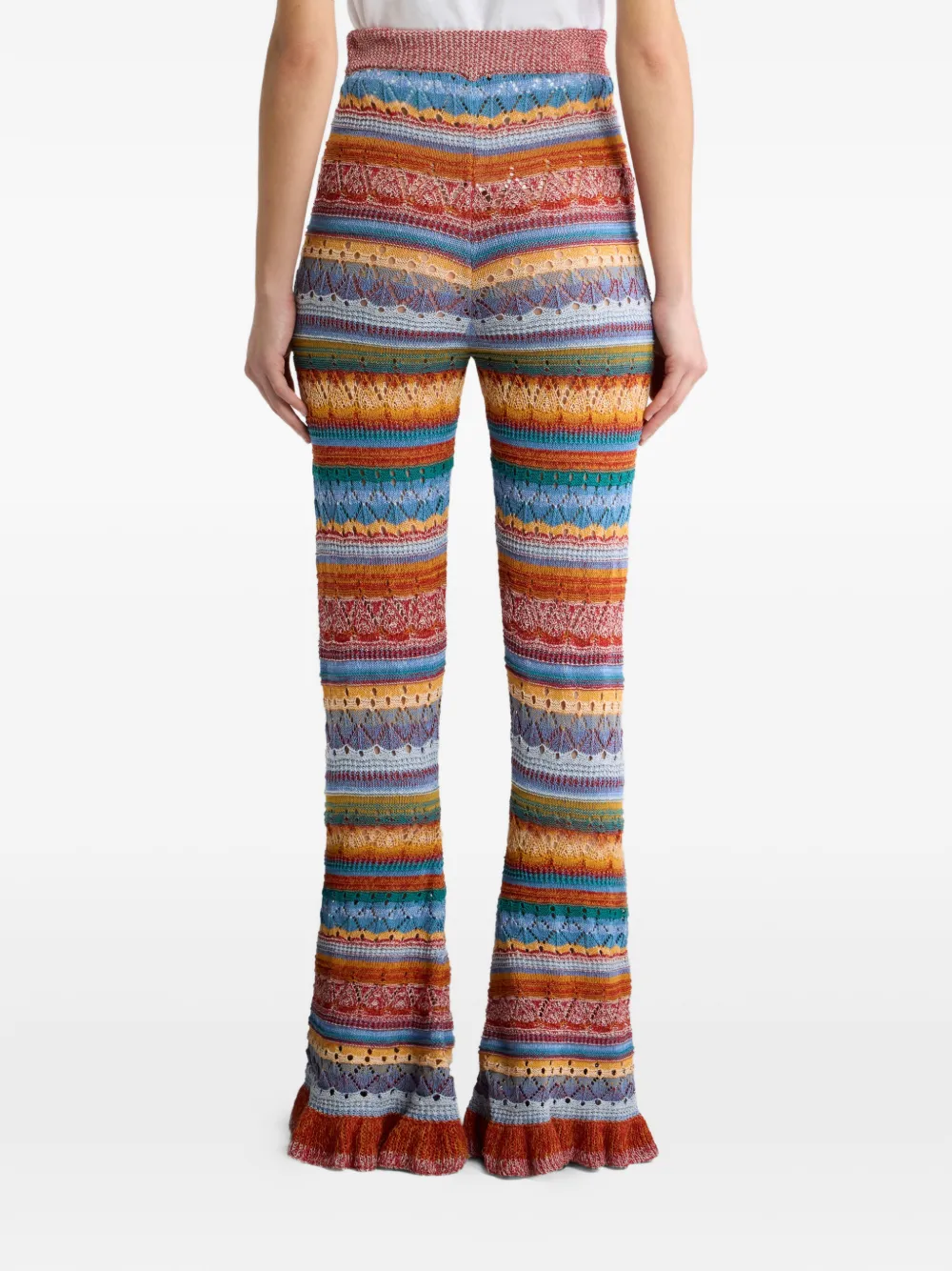 ETRO Gestreepte katoenen flared broek Rood