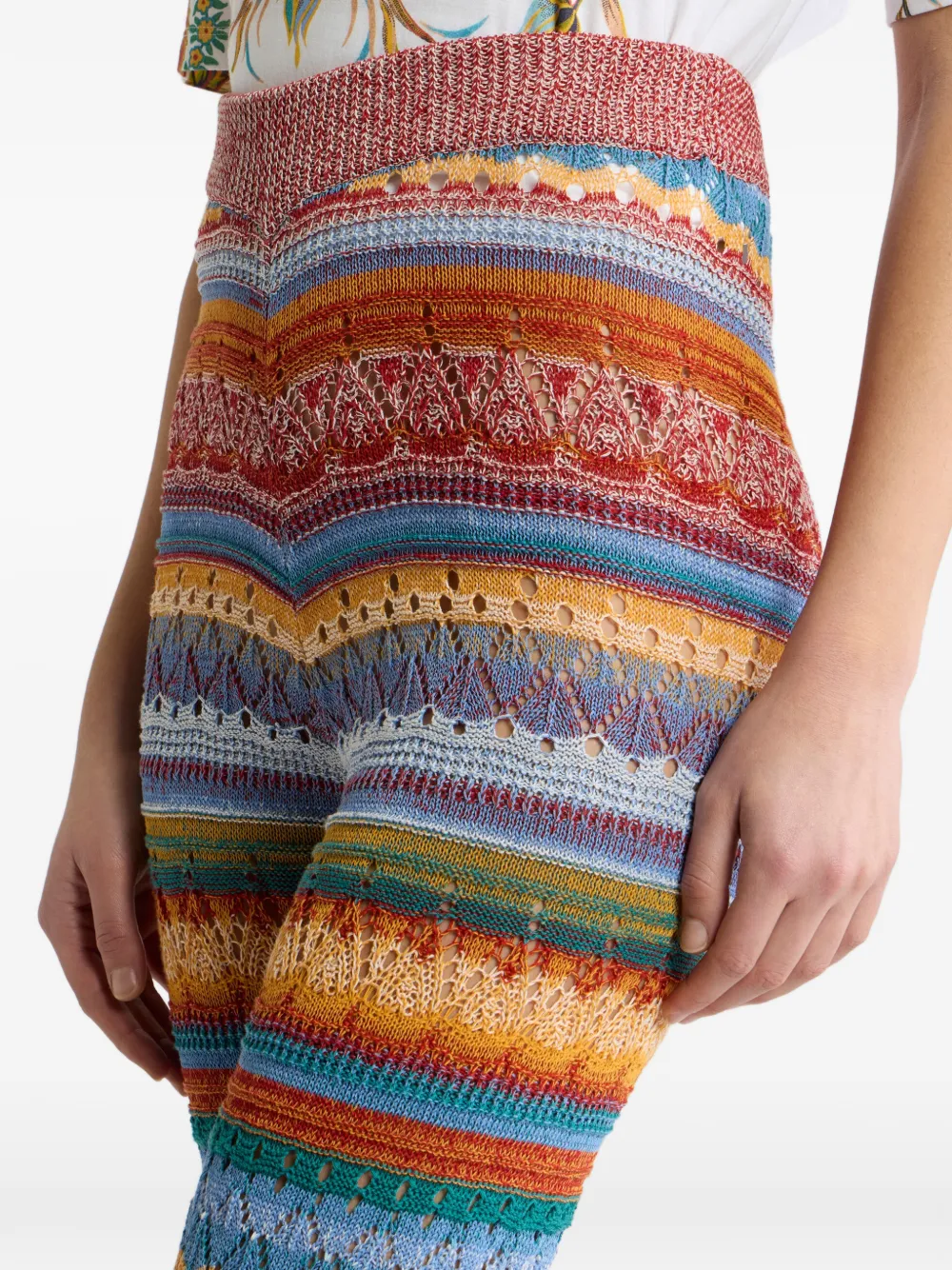 ETRO Gestreepte katoenen flared broek Rood