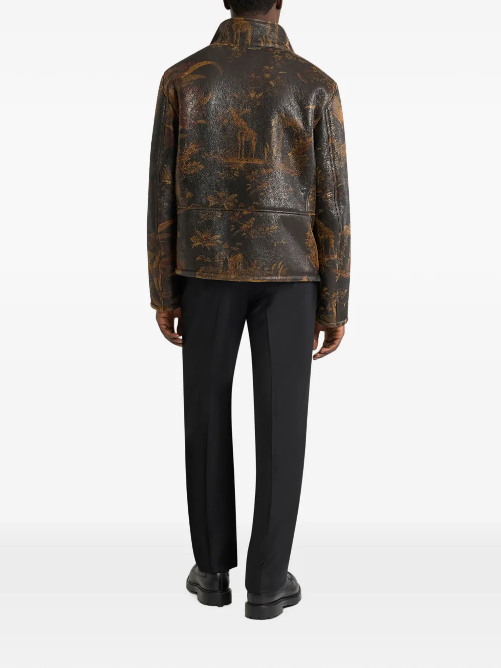 ETRO Jack met lammy voering en dieren-print Bruin