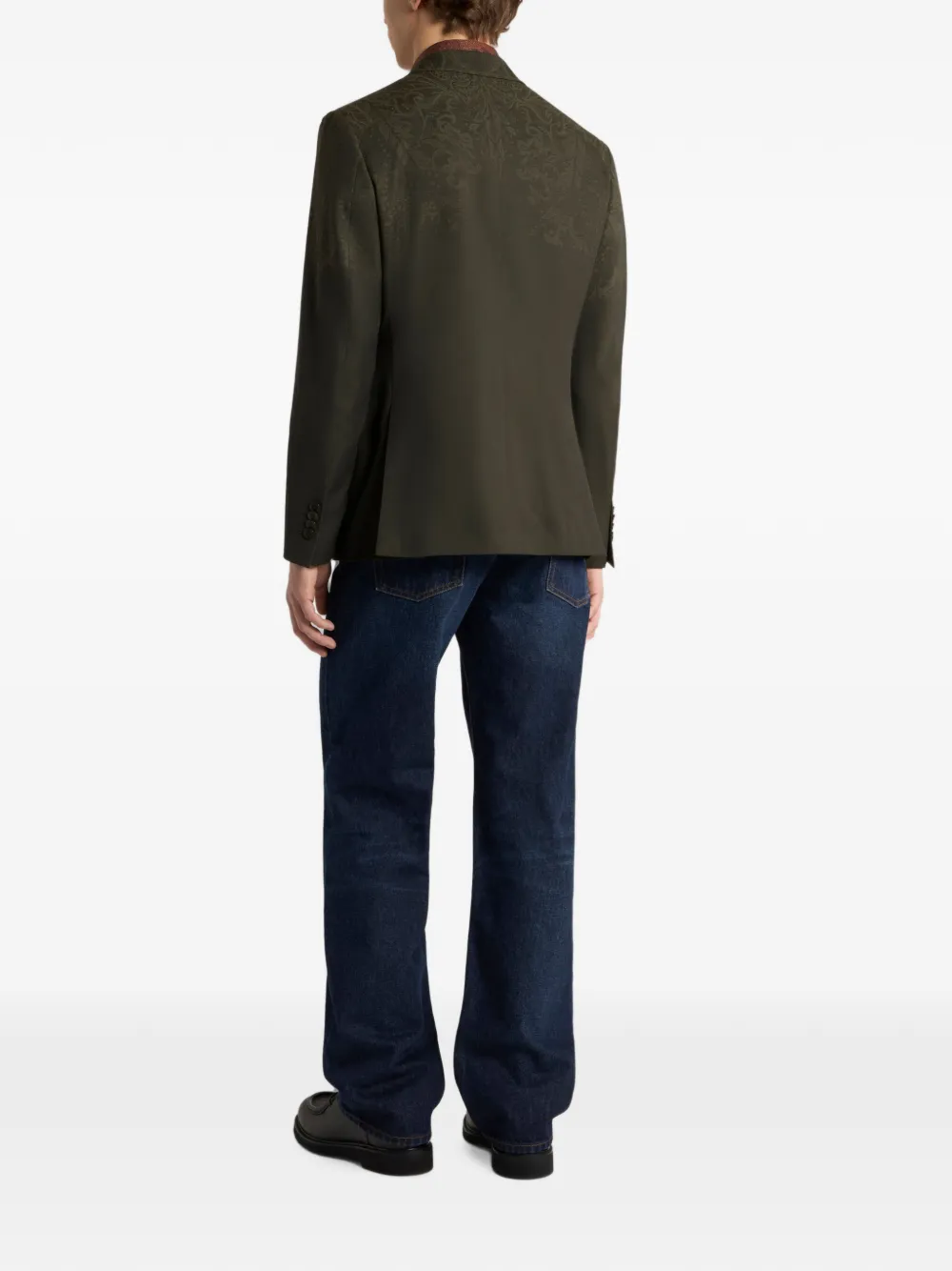 ETRO Wollen jack met enkele rij knopen en print Groen