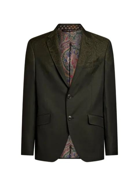 ETRO single-breasted wool jacket with placed print