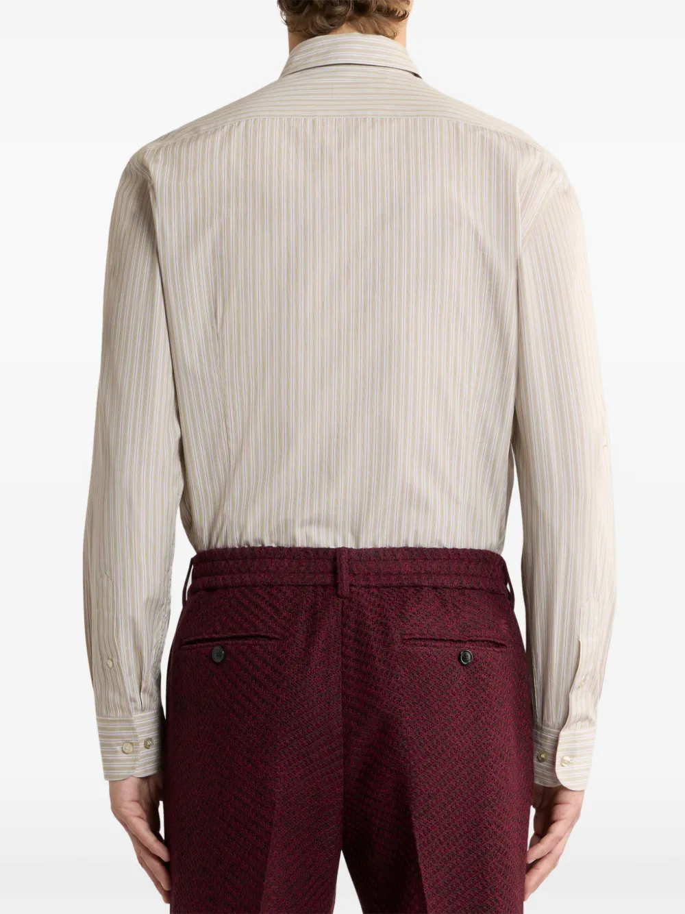 ETRO Gestreepte overhemd met geborduurd logo Beige