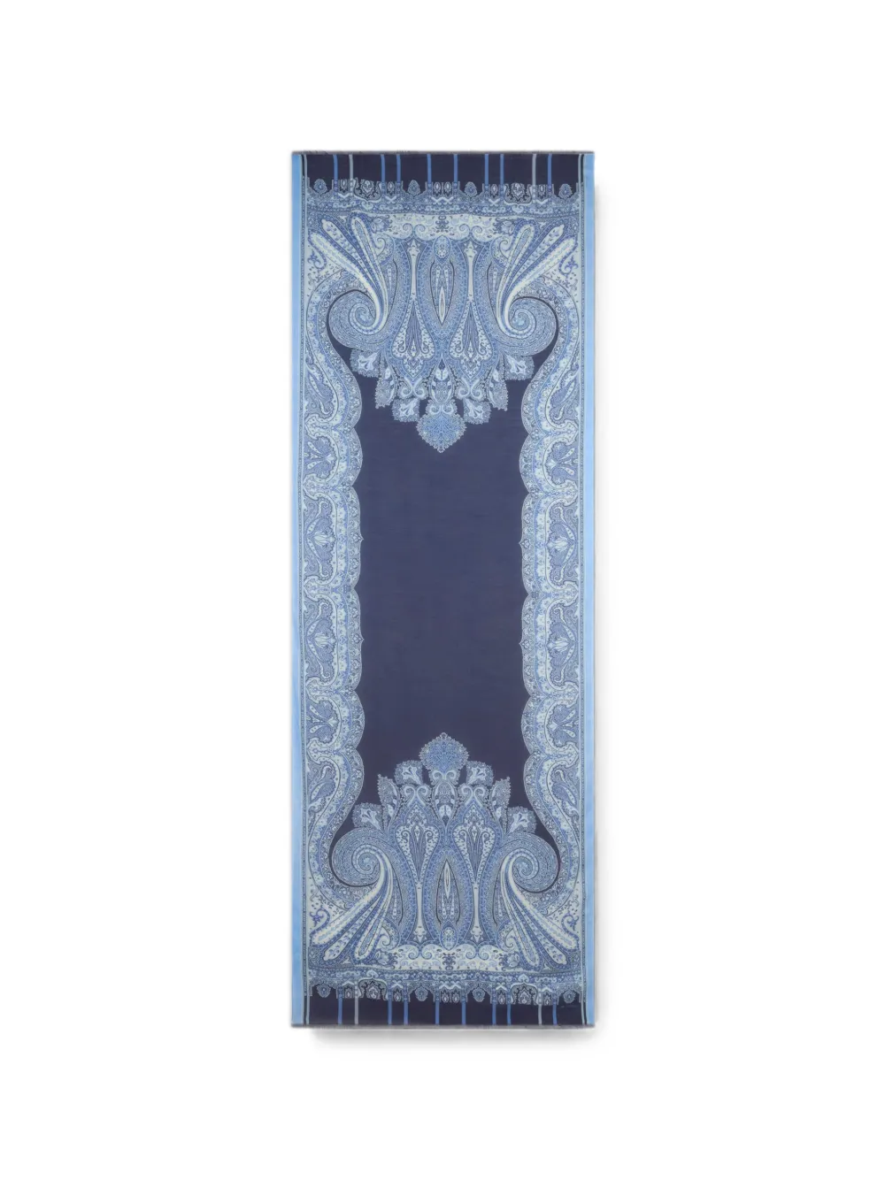 ETRO chevron modal and cashmere scarf with Paisley motif - Blu