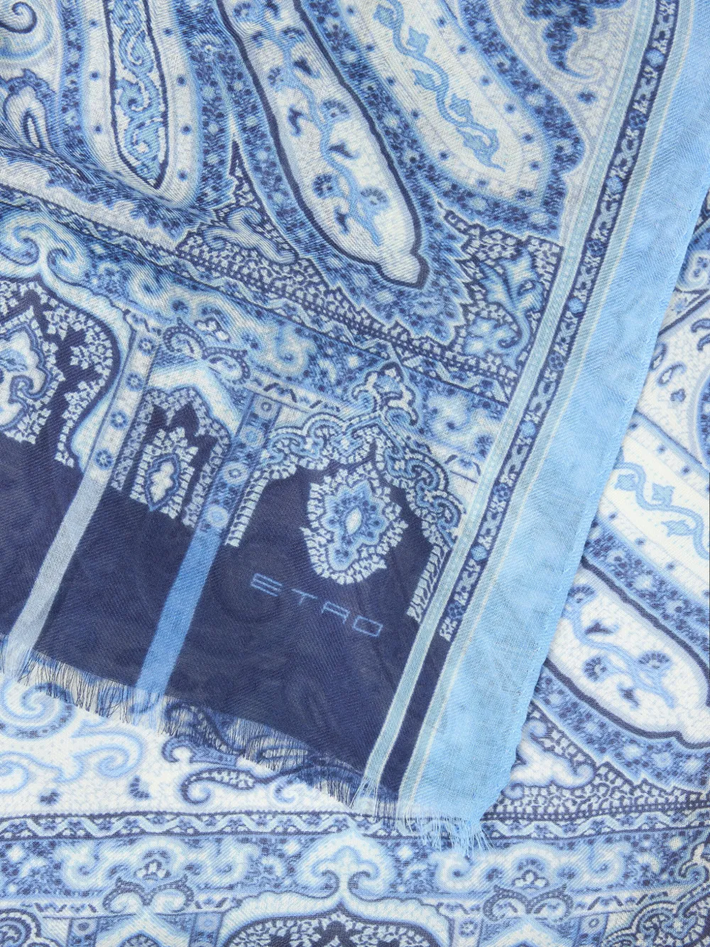 ETRO Kasjmier sjaal met chevron-streep en paisley-patroon Blauw