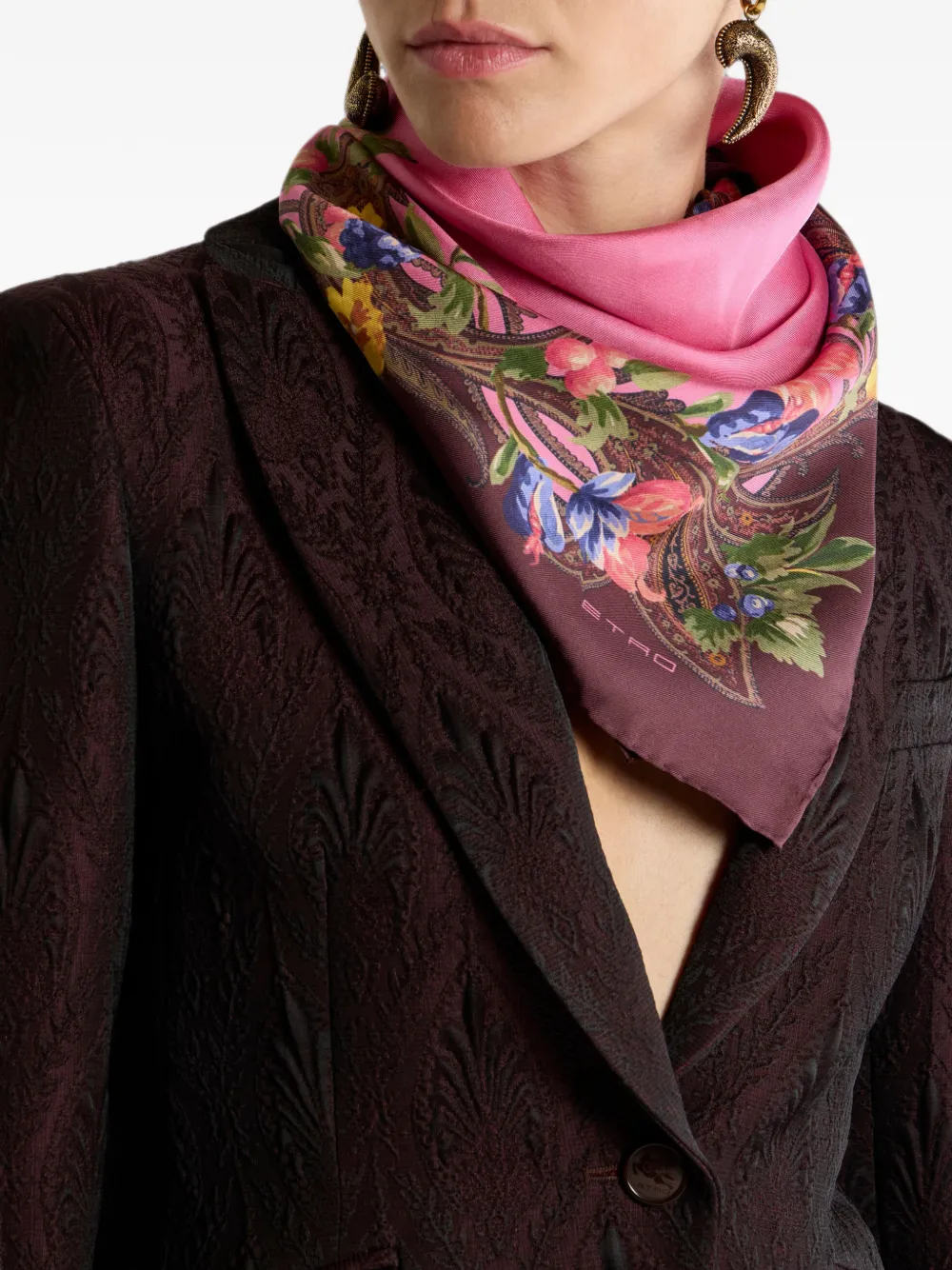 ETRO Sjaal met paisley- en bloemen-print Roze