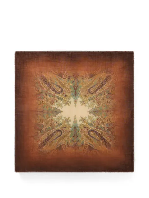 ETRO wool and silk scarf with faded floral Paisley motif