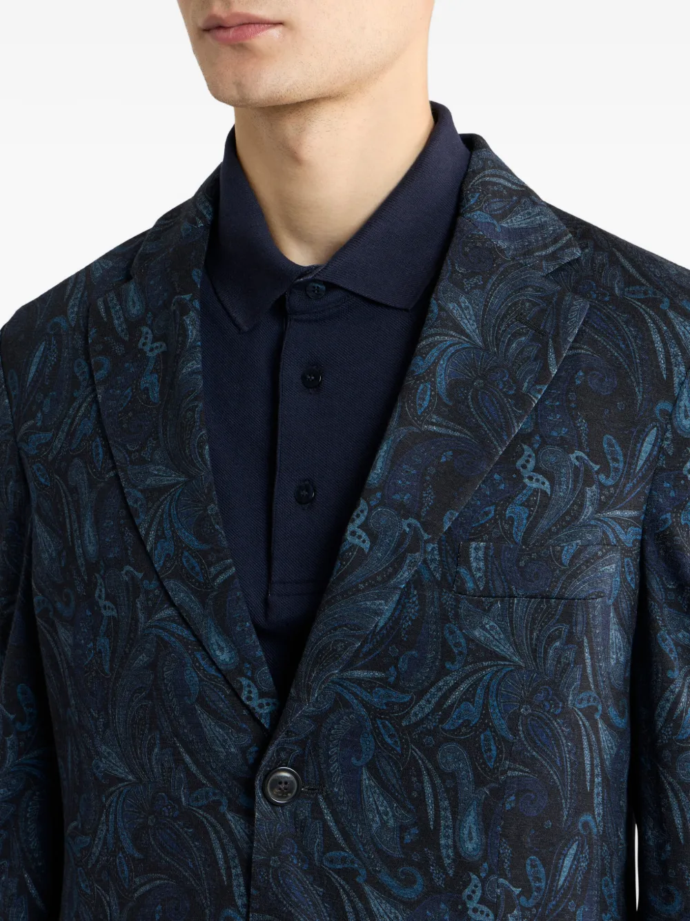 ETRO Blazer met enkele rij knopen en paisley-print Blauw