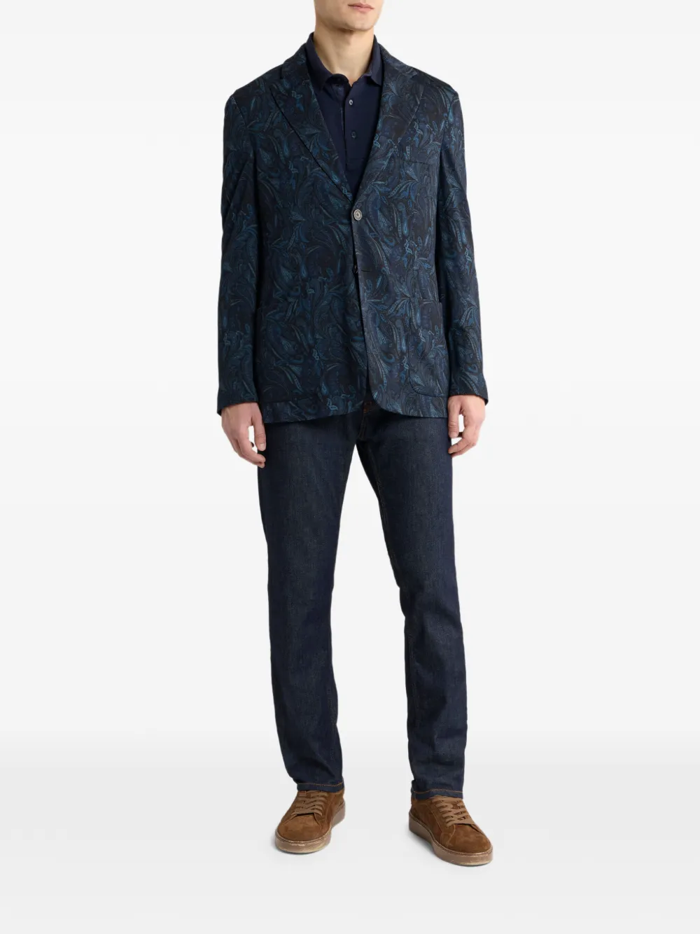 ETRO Blazer met enkele rij knopen en paisley-print Blauw
