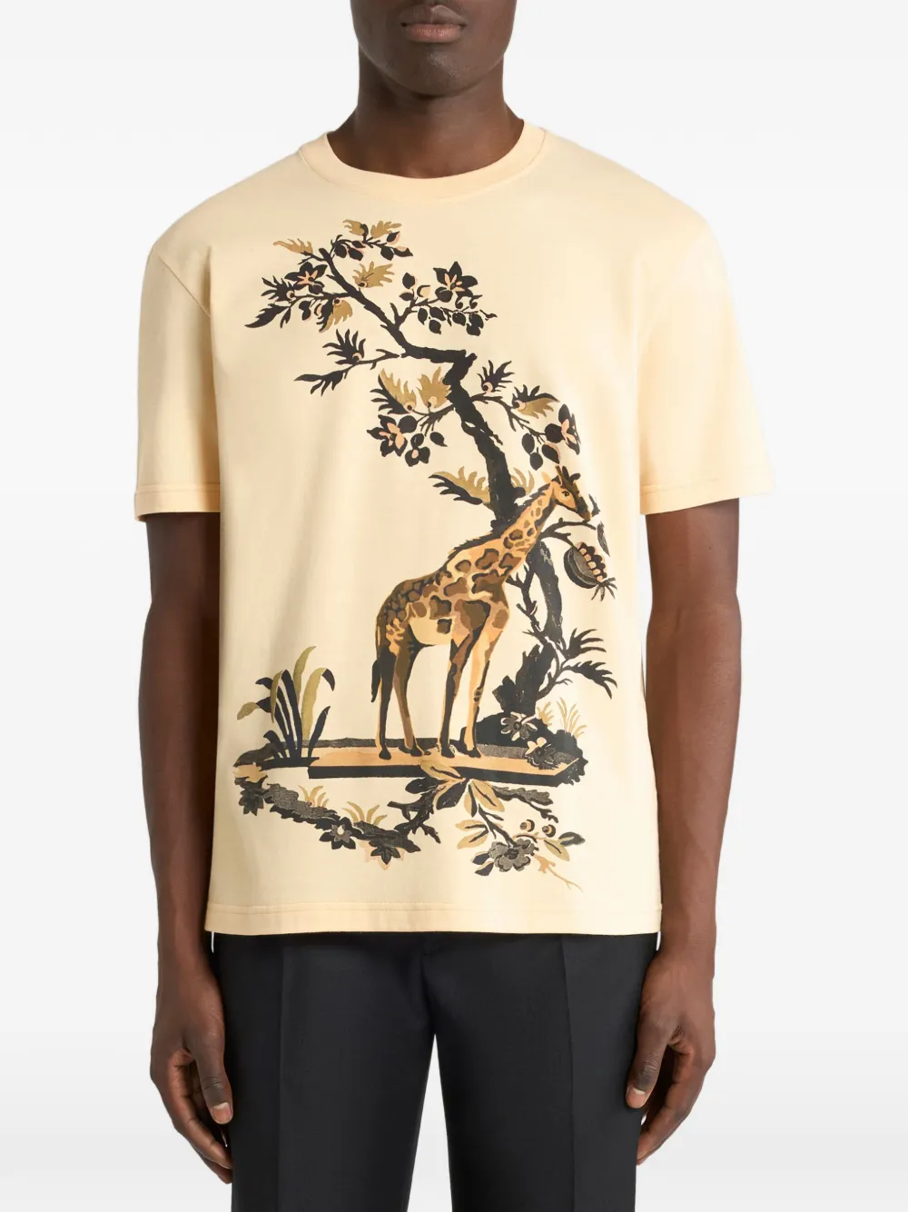 ETRO T-shirt met giraffe-print Beige
