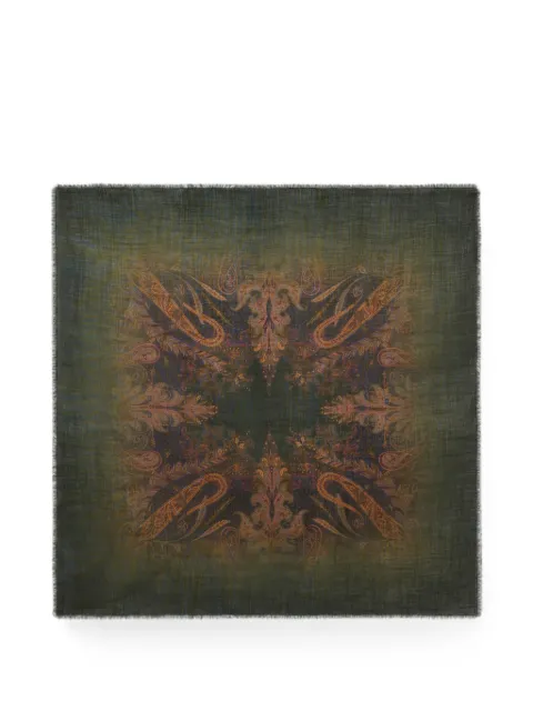 ETRO wool and silk scarf with faded floral Paisley motif