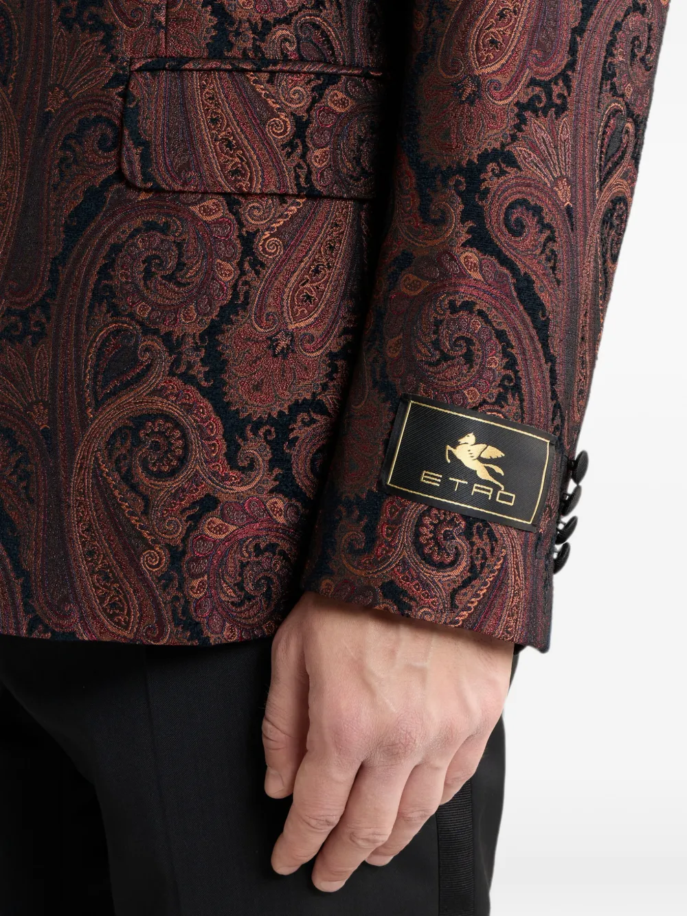 ETRO Chenille jack met enkele rij knopen en paisley-patroon Rood