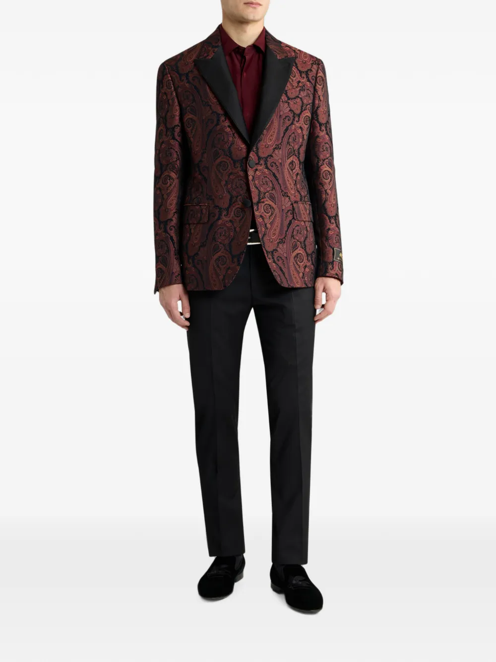 ETRO Chenille jack met enkele rij knopen en paisley-patroon Rood
