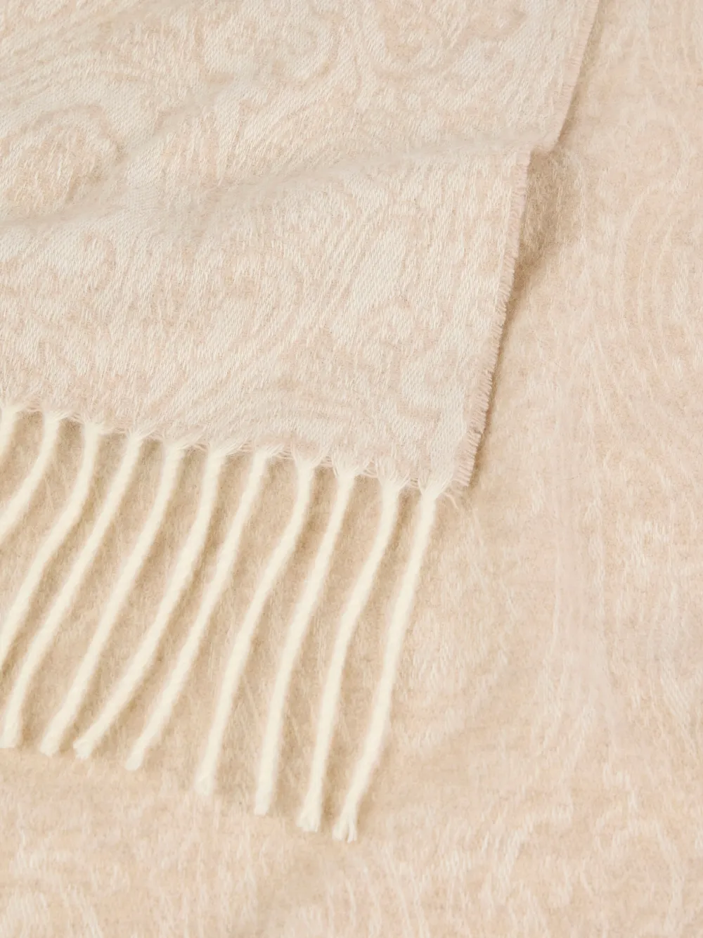 ETRO Sjaal van wol en kasjmier-jacquard met Arnica-patroon Beige