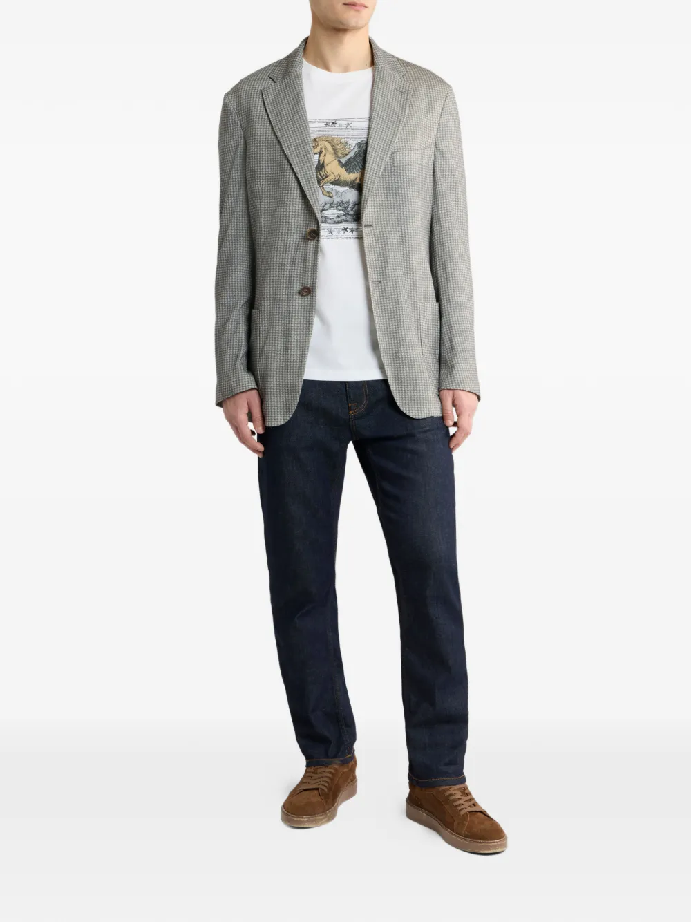 ETRO Blazer met pied-de-poule print Grijs