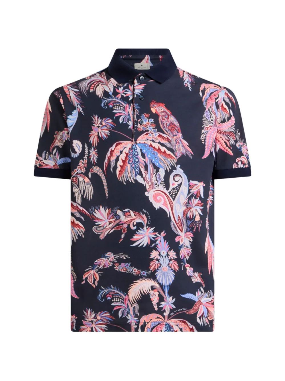 ETRO parrot-print palm-tree-print polo shirt - Blau