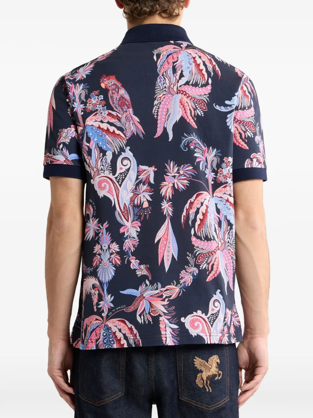 ETRO Poloshirt met palmboomprint en papegaaienprint Blauw