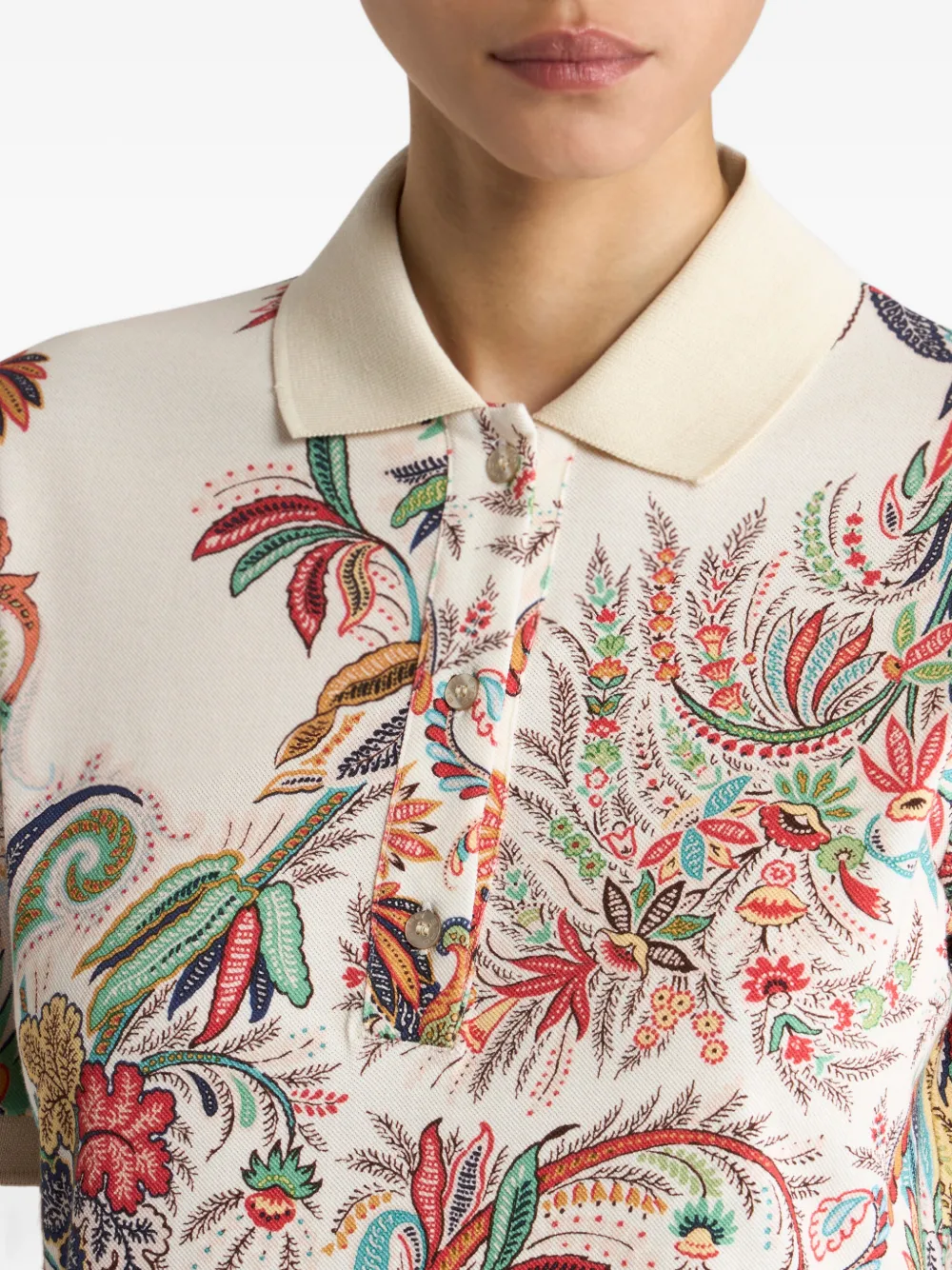 ETRO Katoenen poloshirt met paisley-patroon Beige