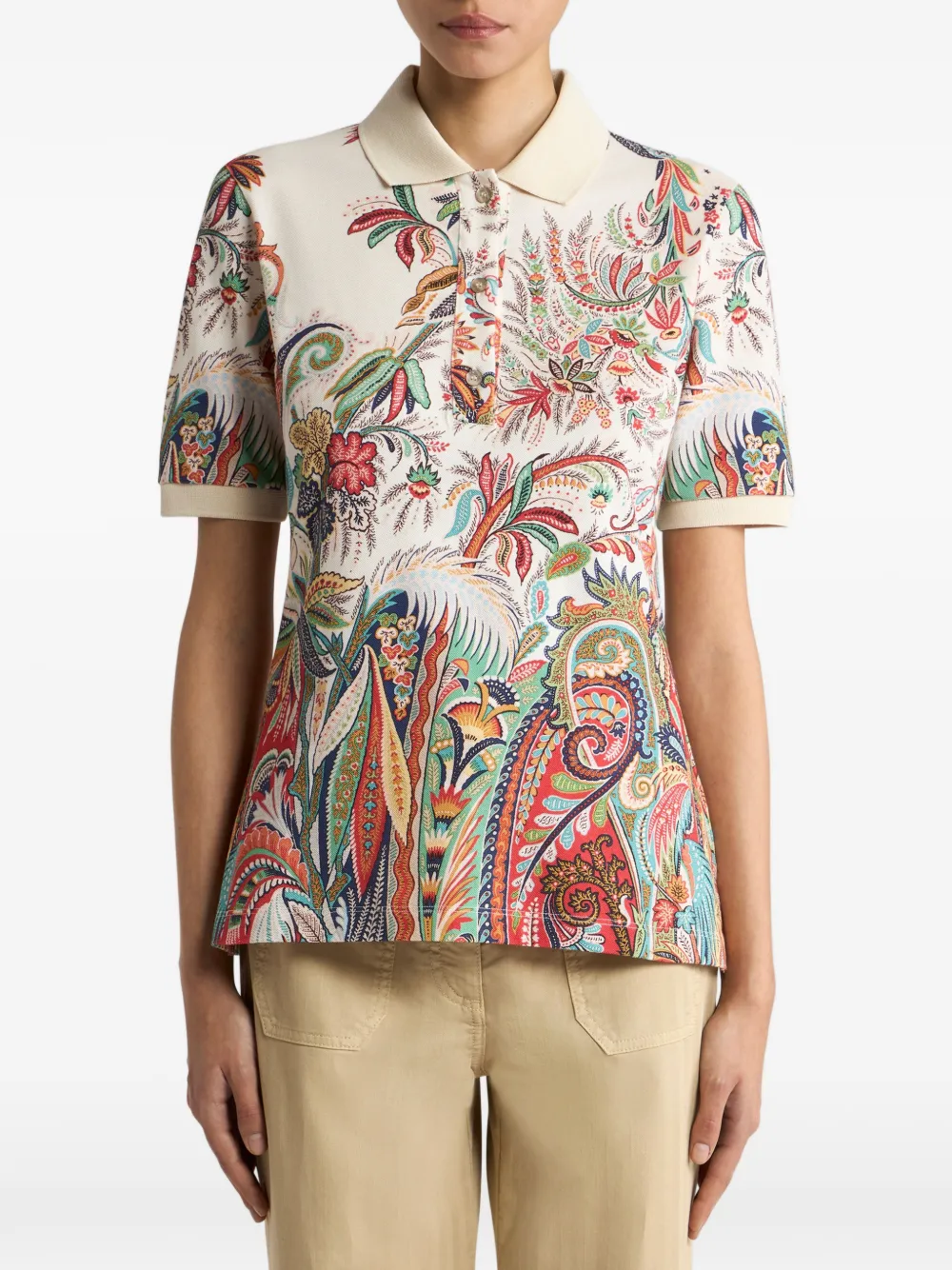 ETRO Katoenen poloshirt met paisley-patroon Beige