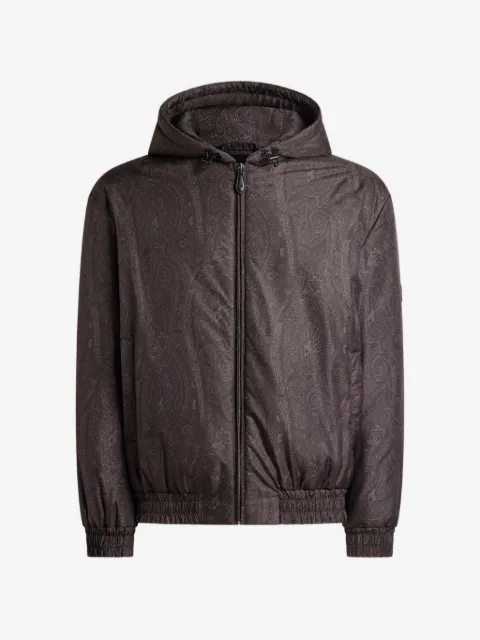 ETRO padded bomber jacket with hood and arnica motif