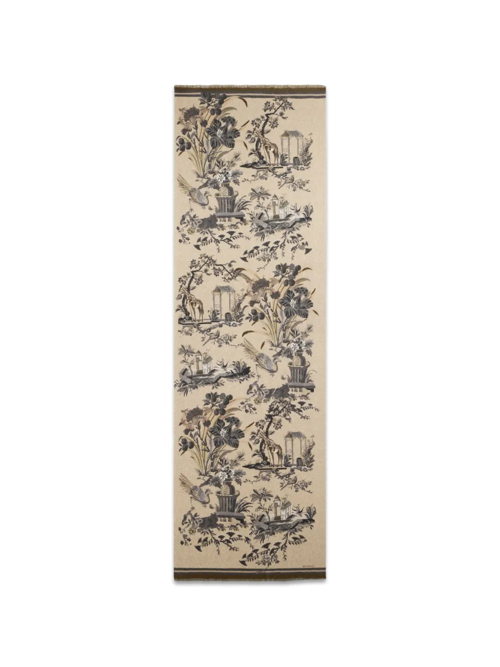 ETRO brushed wool scarf with two prints - Nude