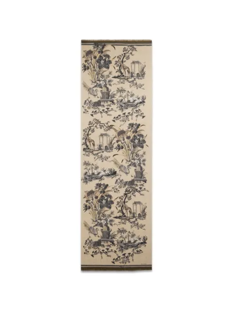 ETRO brushed wool scarf with two prints
