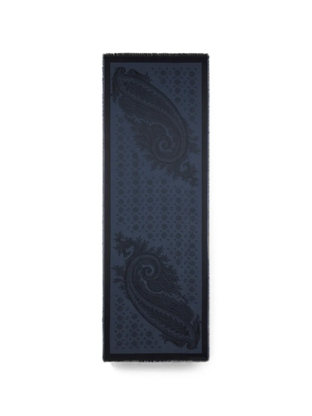 ETRO paisley-jacquard frayed scarf - Blu
