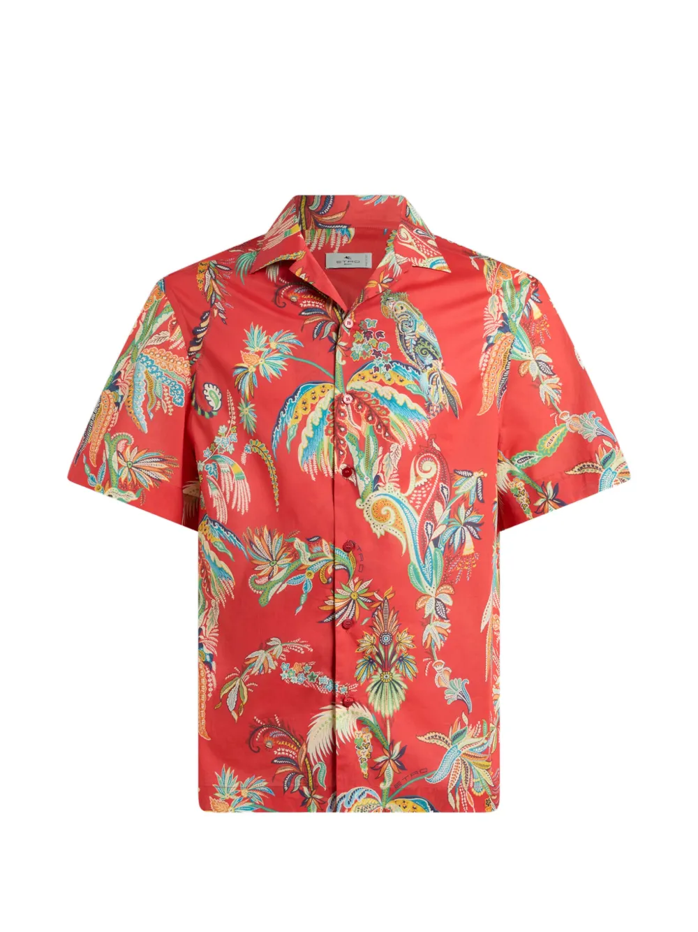 ETRO parrot and palm-tree print shirt - Red