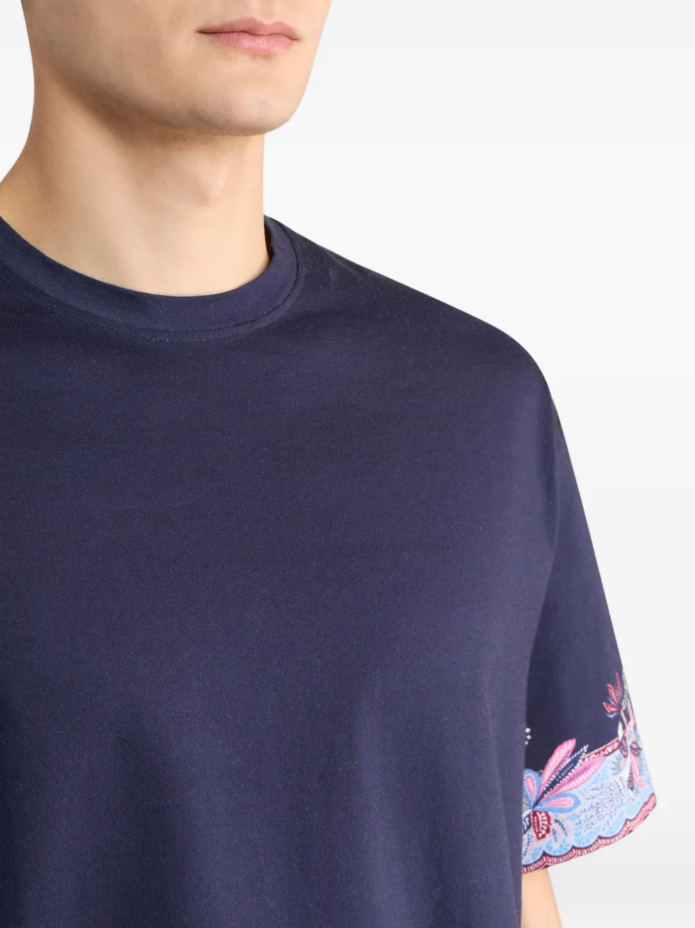 ETRO Jersey katoenen T-shirt met paisley-print Blauw