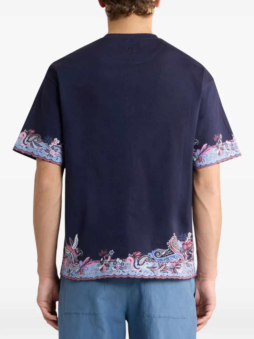 ETRO Jersey katoenen T-shirt met paisley-print Blauw