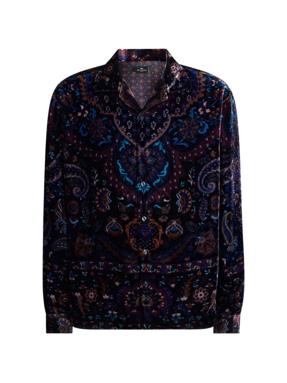 ETRO Zijden fluwelen overhemd met bloemen-print Blauw