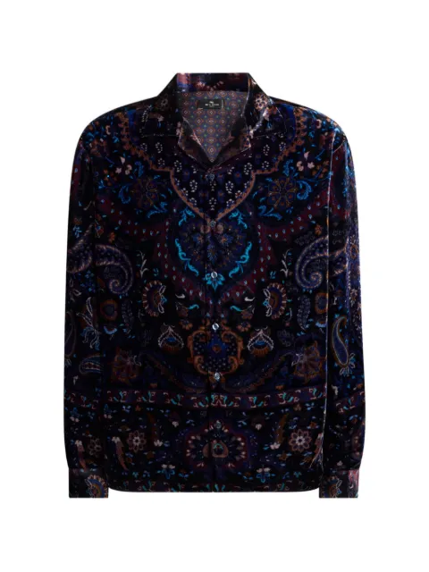 ETRO silk velvet shirt with placed floral medallion print