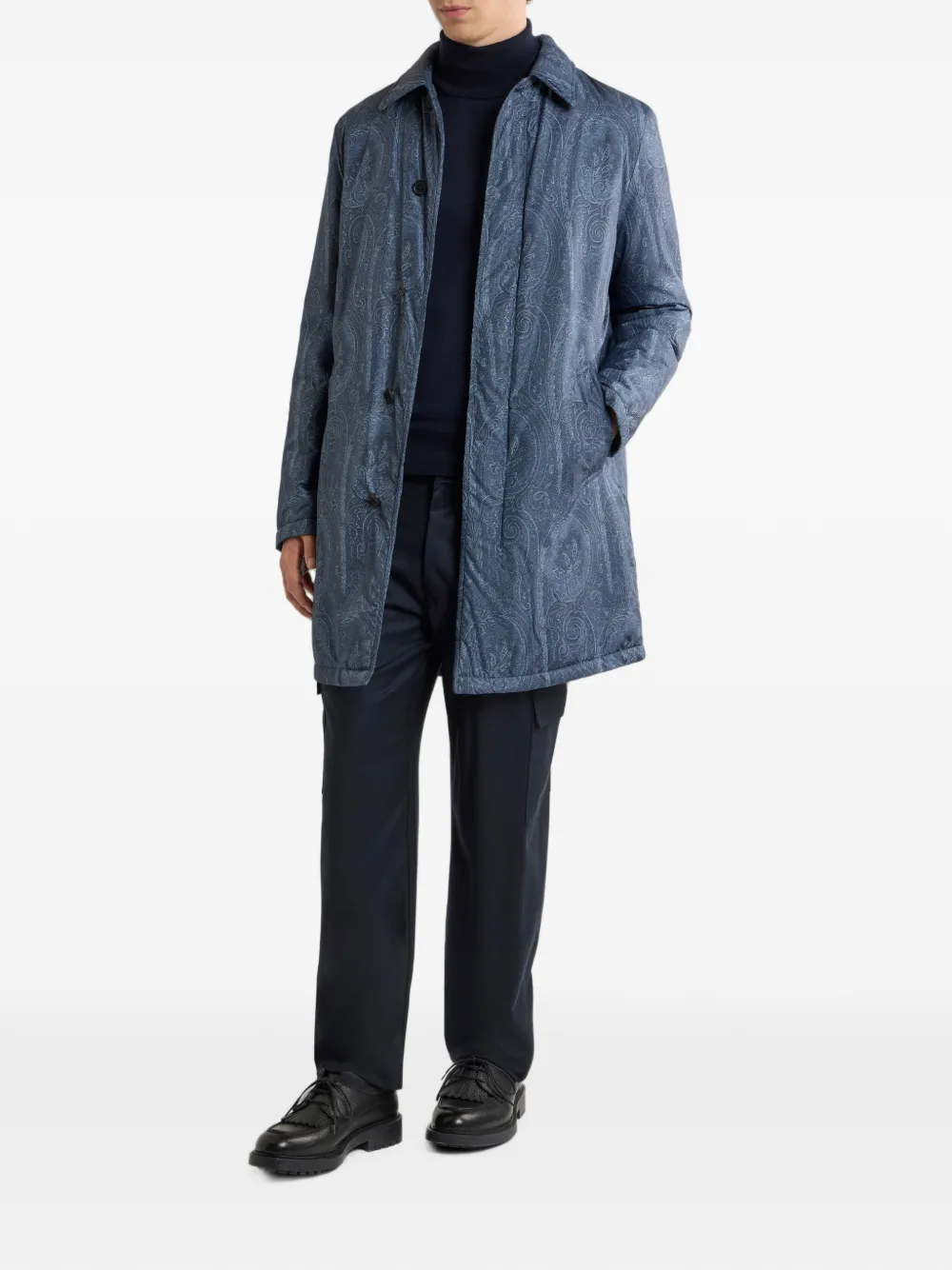 ETRO Gewatteerde regenjas met Arnica-patroon Blauw