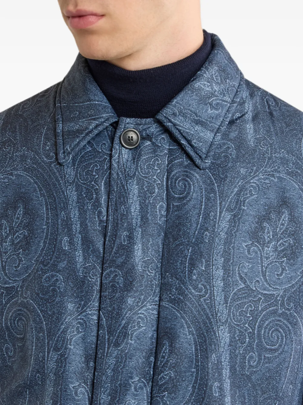 ETRO Gewatteerde regenjas met Arnica-patroon Blauw