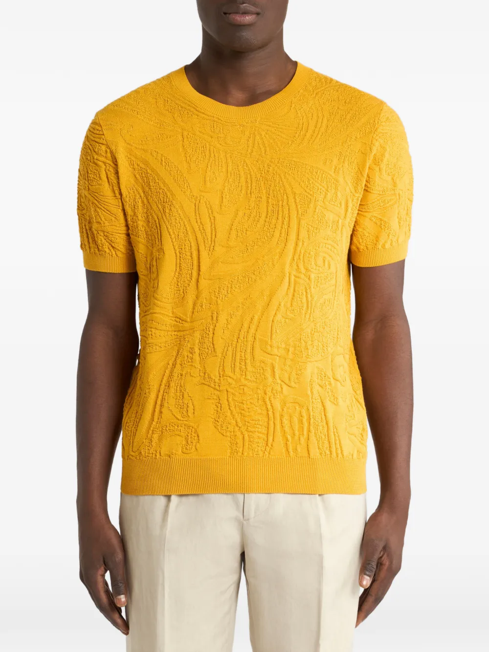 ETRO T-shirt met paisley-print Geel