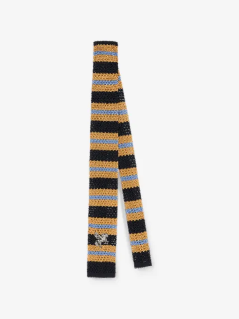 ETRO knit silk tie with stripes and Pegaso