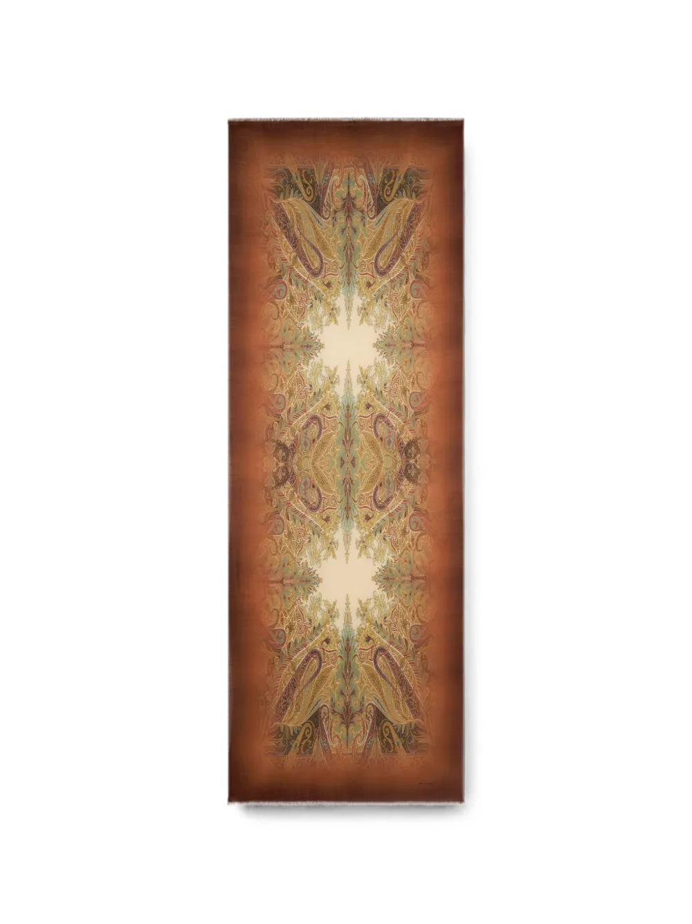 ETRO wool scarf with faded print and Paisley motif - Marrone