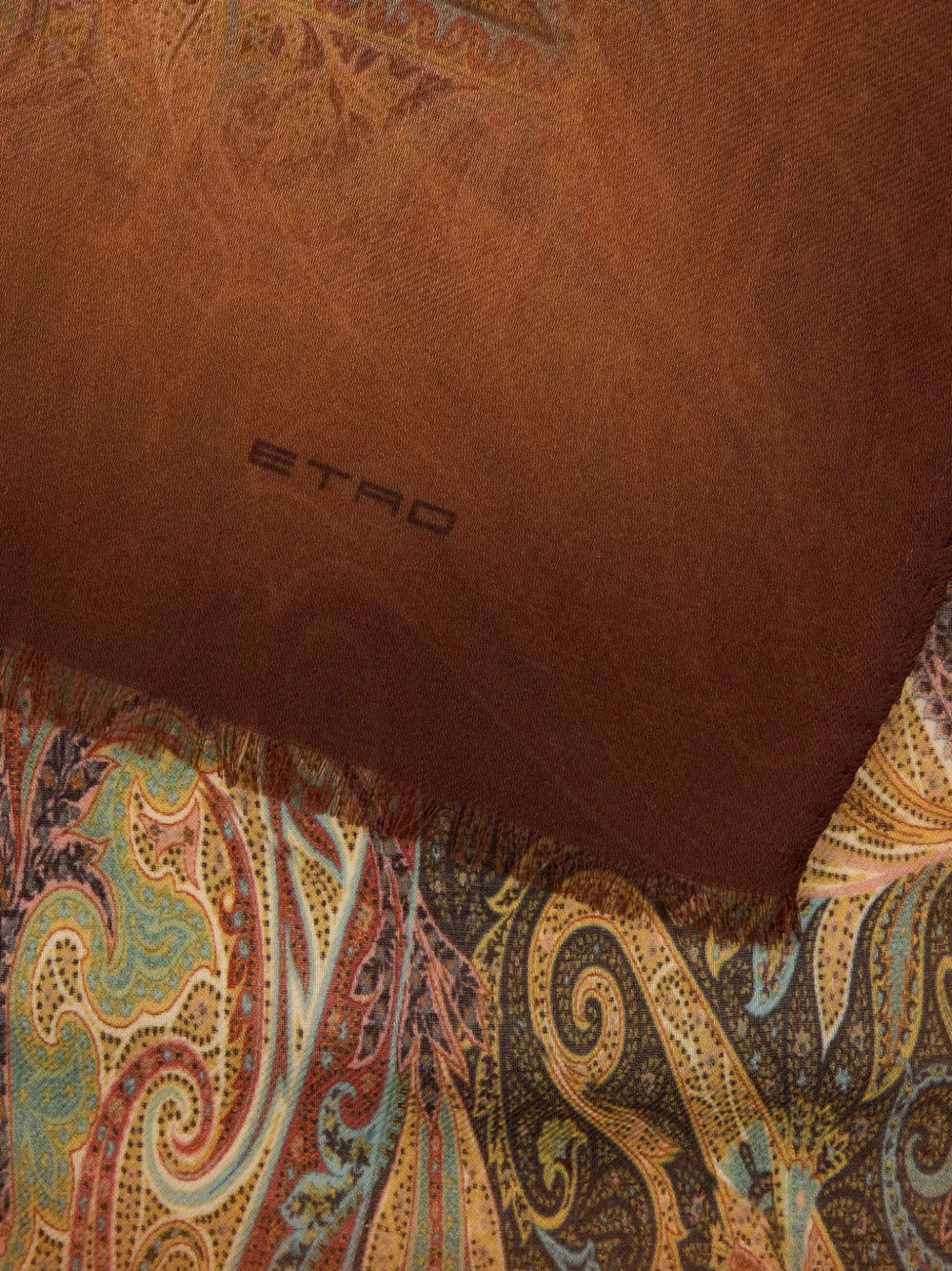 ETRO Wollen sjaal met vervaagd patroon en paisley-print Bruin