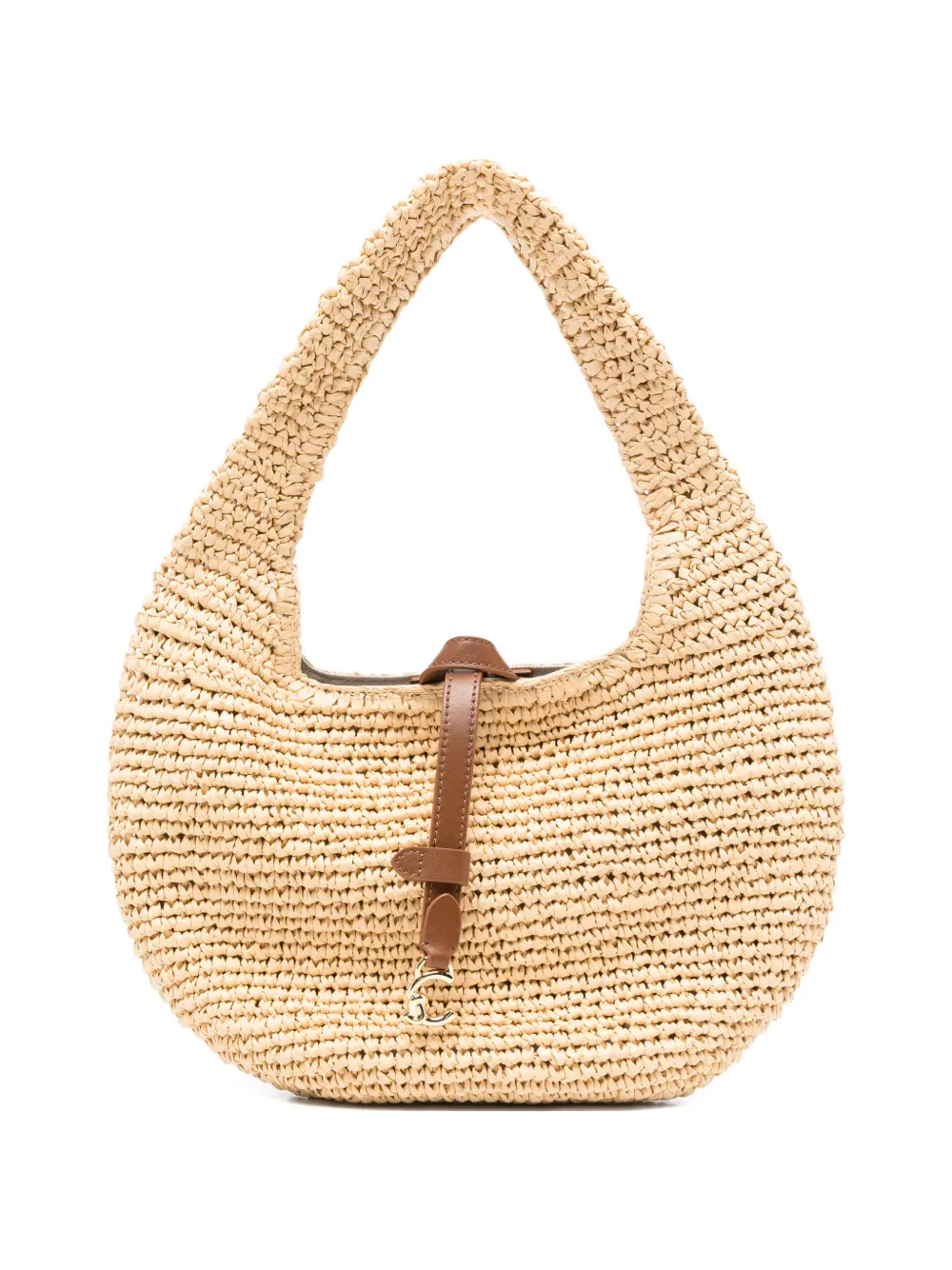 Coccinelle mediu C-Me woven leather-trim tote bag - Toni neutri
