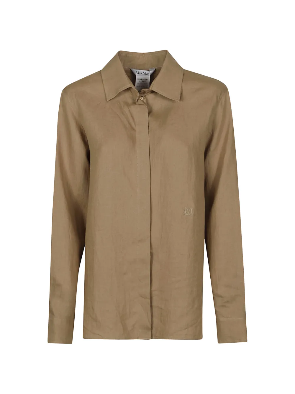 Max Mara embroidered-logo long-sleeve shirt - Toni neutri