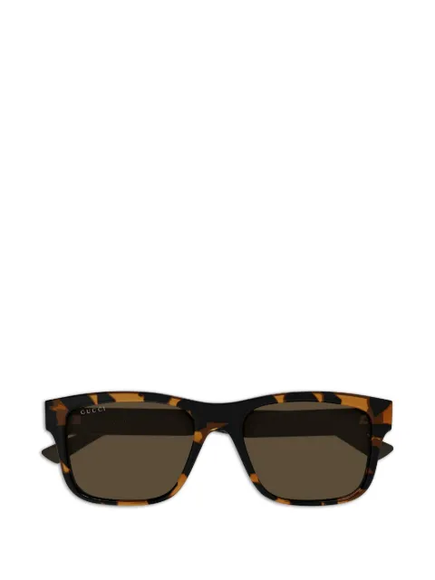 Gucci Eyewear Óculos de sol retangular com efeito tartaruga